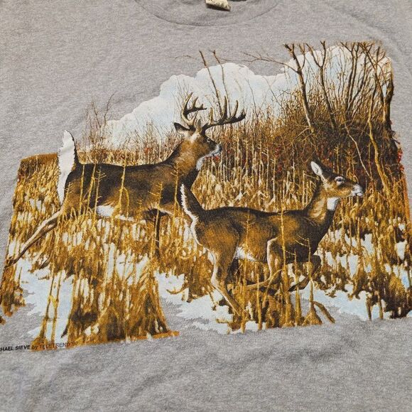 Vintage Buck and Doe graphic Single Stitched T-shirt - Picture 1 of 6